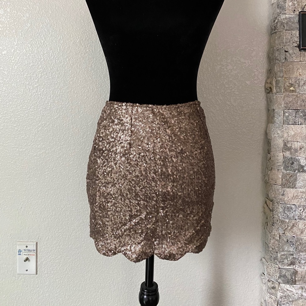 Gold sequin mini skirt